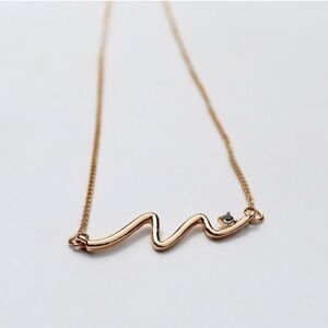 Ocean Wave Gold Crystal‎ Dainty Minimalist Necklace Nautical Beach Lover Gift